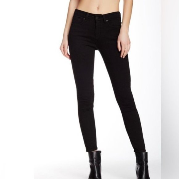 SPANX by Sara Blakeley The Slim-X Ankle Jeans Black High Rise Jeans Size 29 VGC - Picture 1 of 8